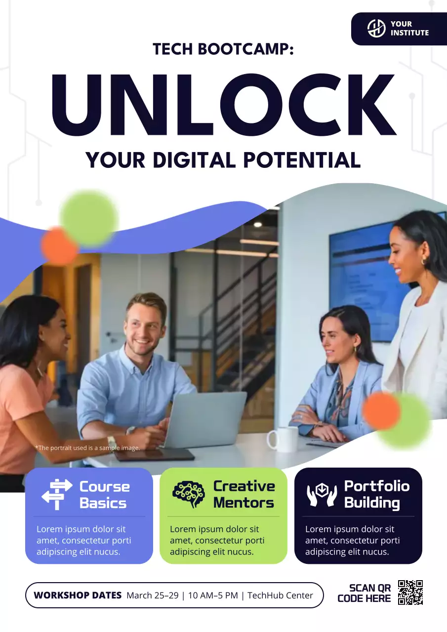 Blue Modern Tech Workshop Promotion Poster