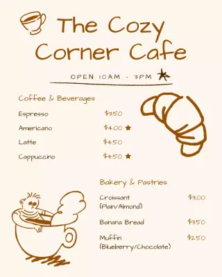 Beige Rustic Cafe Menu Instagram