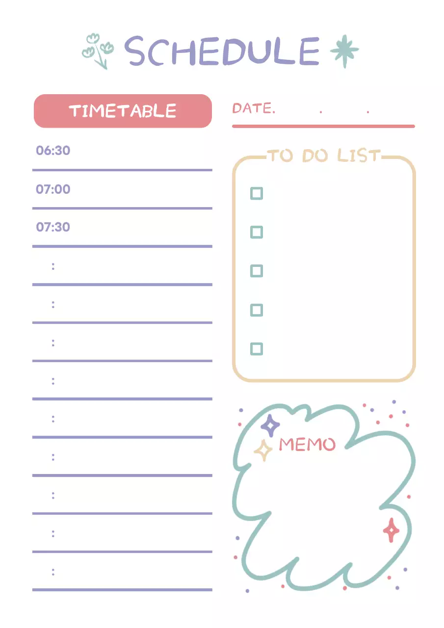カラフル かわいい スケジュール 予定表