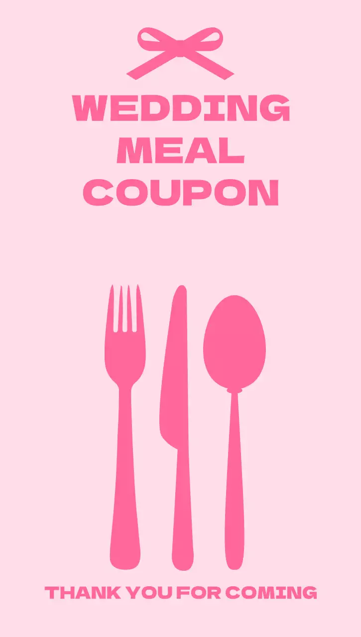 핑크 심플 웨딩 식권