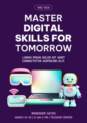 Purple and Pink Modern Digital Bootcamp Promotion Poster