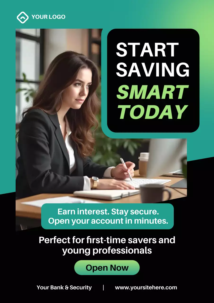 Green Modern Savings Advertisement Poster