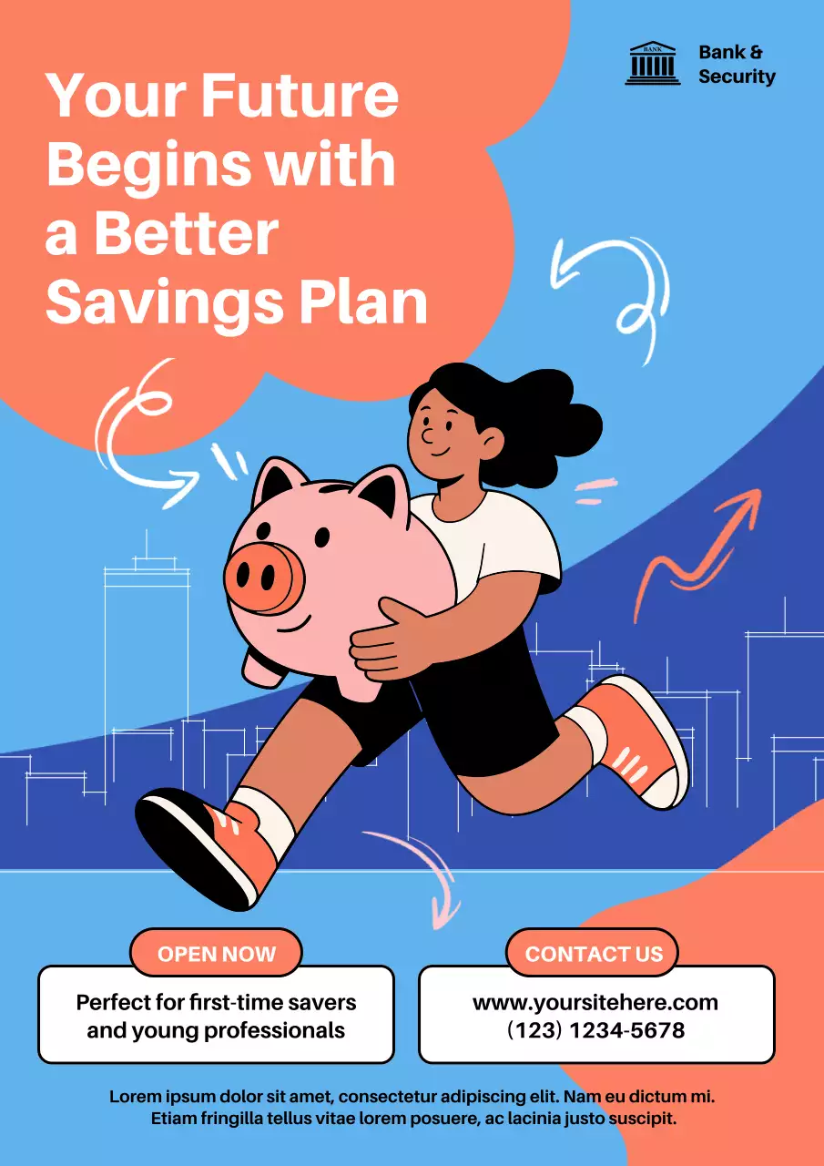 Orange Modern Savings Promotion Poster