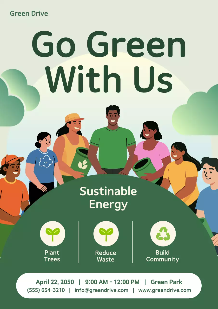 Green Modern Sustainability Promotion Poster