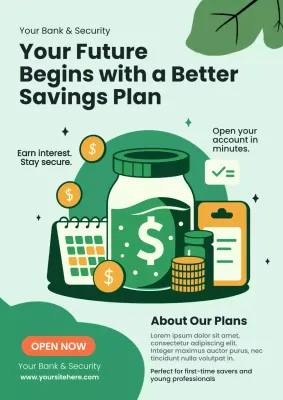 Green Modern Savings Promotion Poster