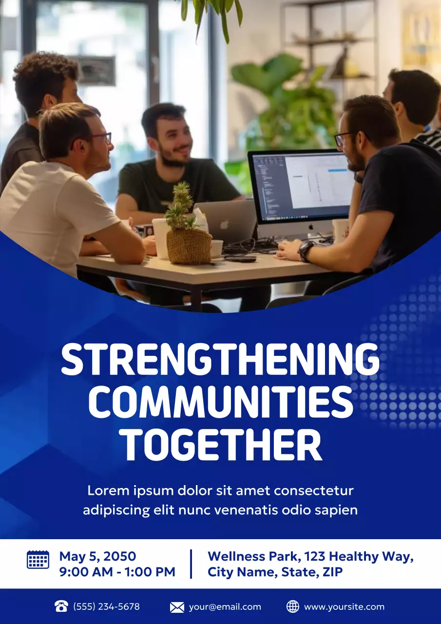 Blue Modern Community Event Announcement Poster