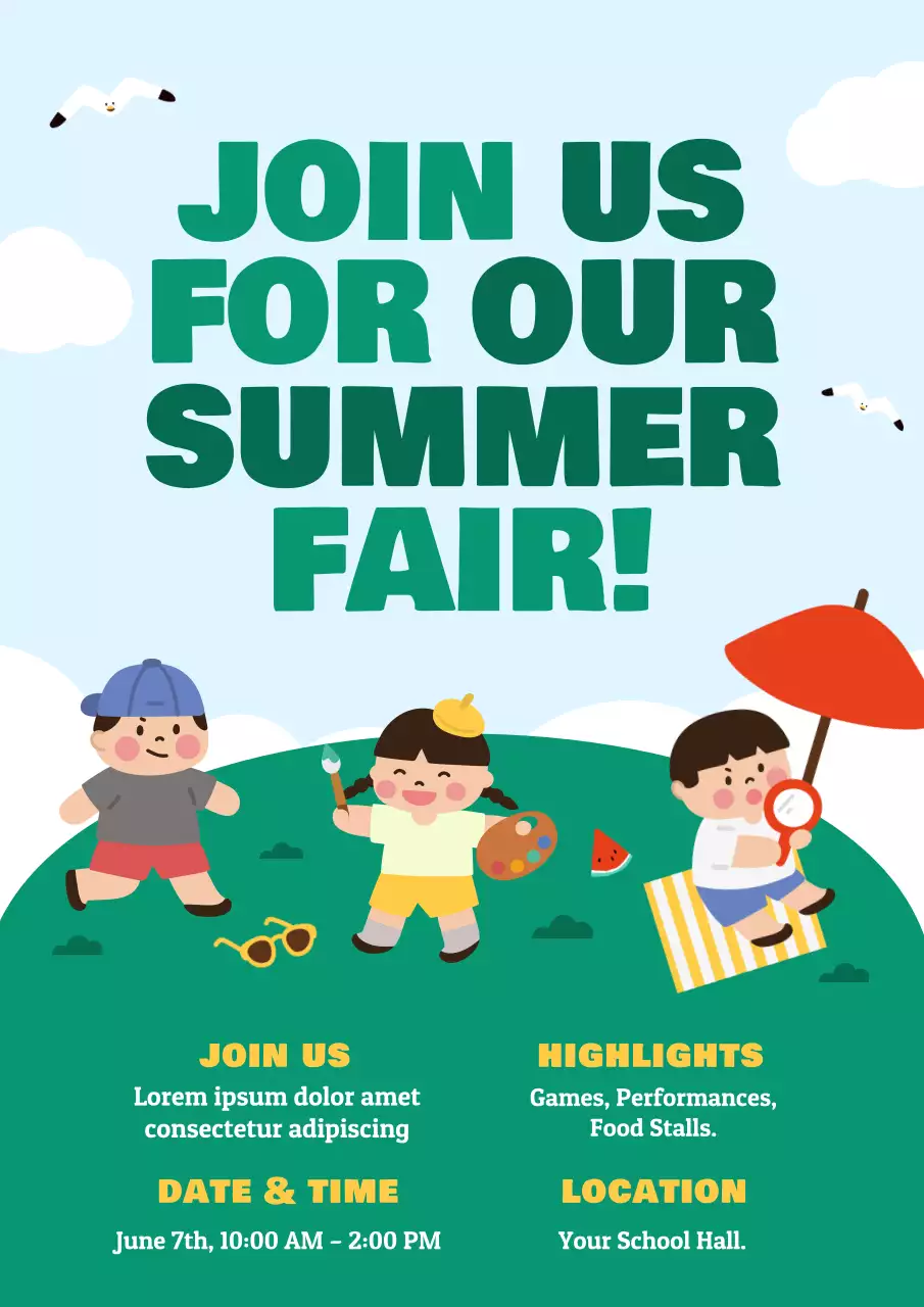 Colorful Playful Summer Event Invitation Poster