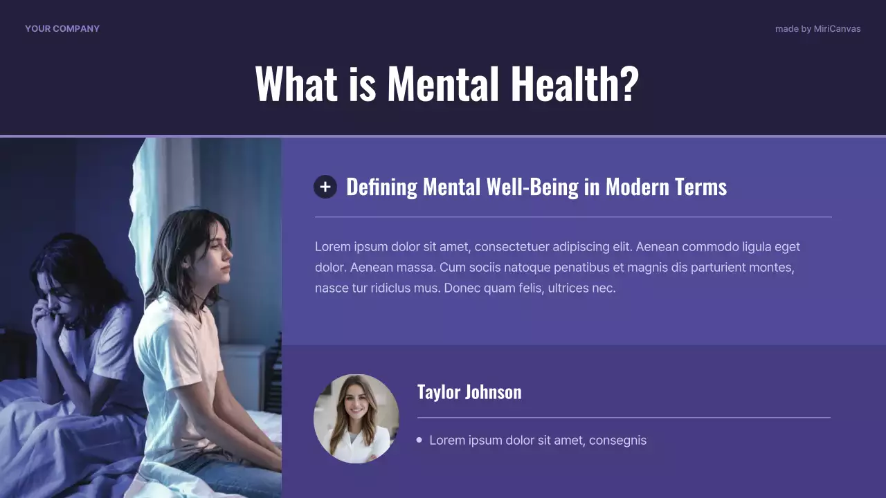 Purple Modern Mental Health Lecture Presentation