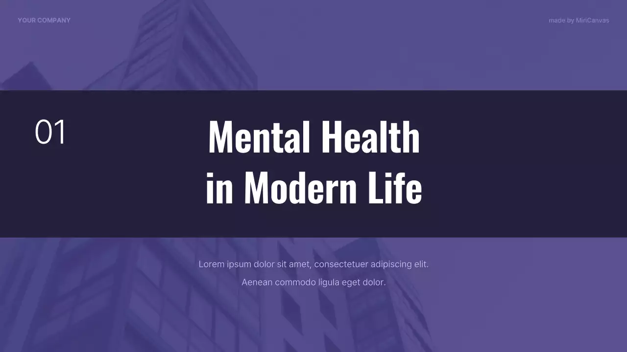 Purple Modern Mental Health Lecture Presentation