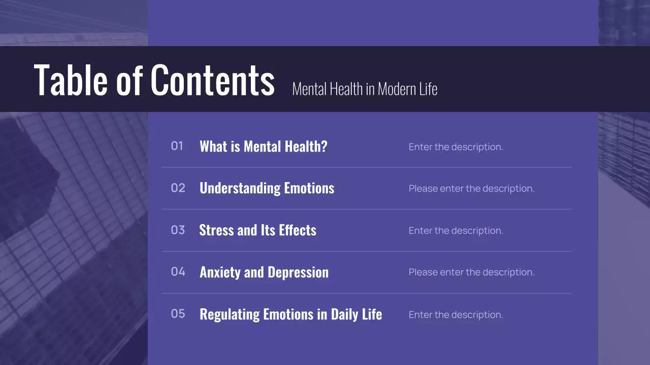 Purple Modern Mental Health Lecture Presentation
