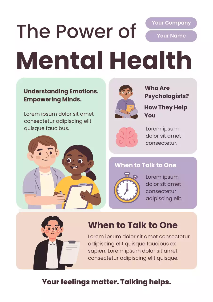 Purple Modern Mental Health Guide Poster