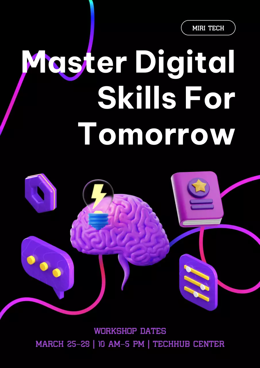 Black and Purple Modern  Digital Bootcamp Promotion Poster