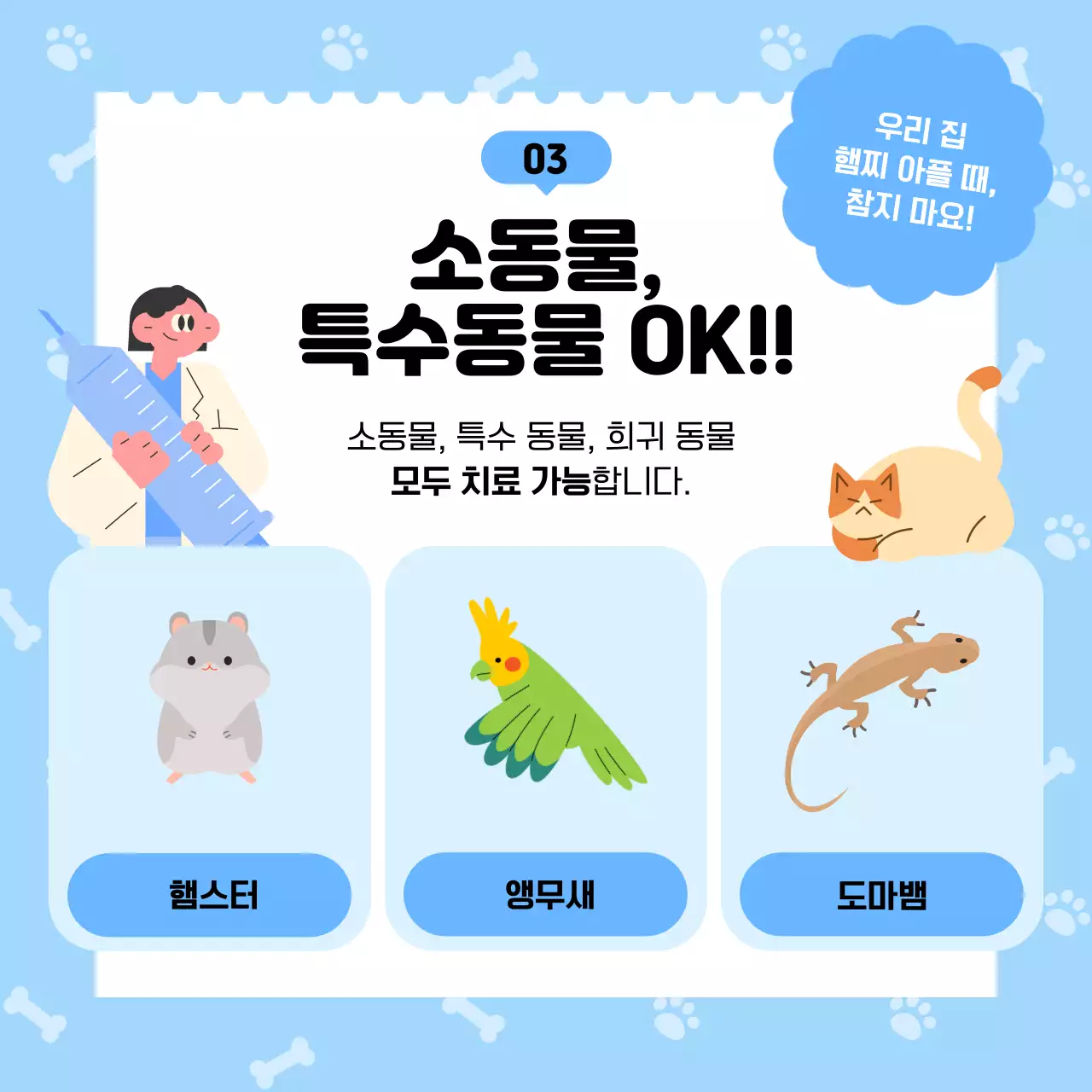 베이지 아기자기한 반려동물 병원 홍보