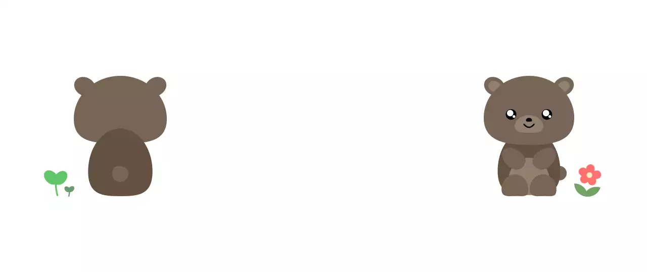 갈색 아기자기한 동물 스티커