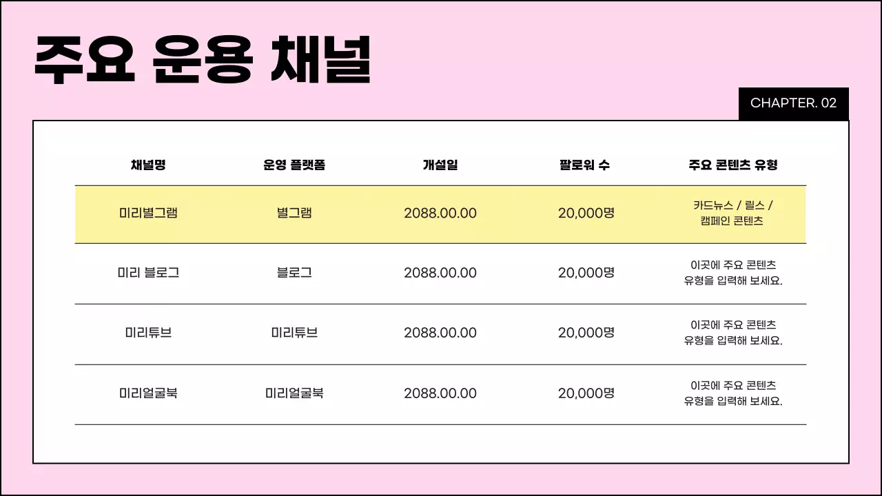 핑크 모던 소셜미디어 분석