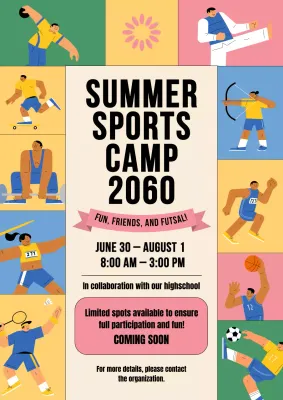 Colorful Retro Sports Event Announcement Poster