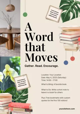 Beige Modern Reading Event Poster