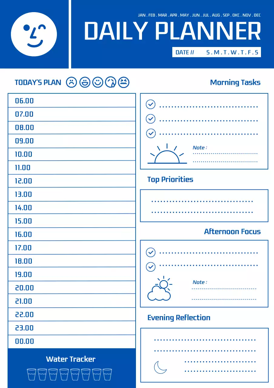 Blue Modern Planner Schedule Poster