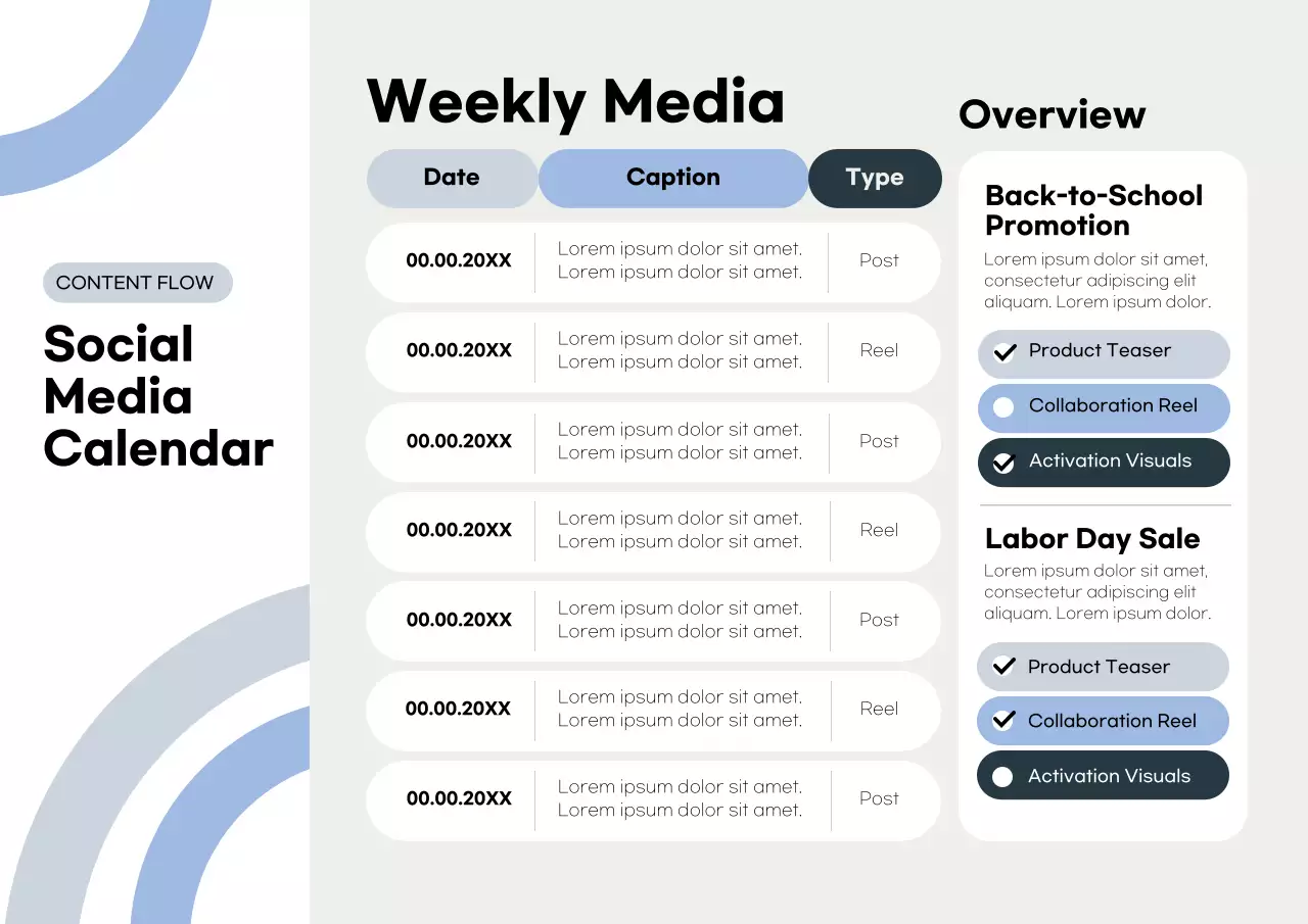 Blue Modern Social Media Planner Poster