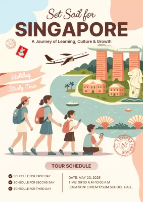 Beige Retro Study Tour Invitation Poster