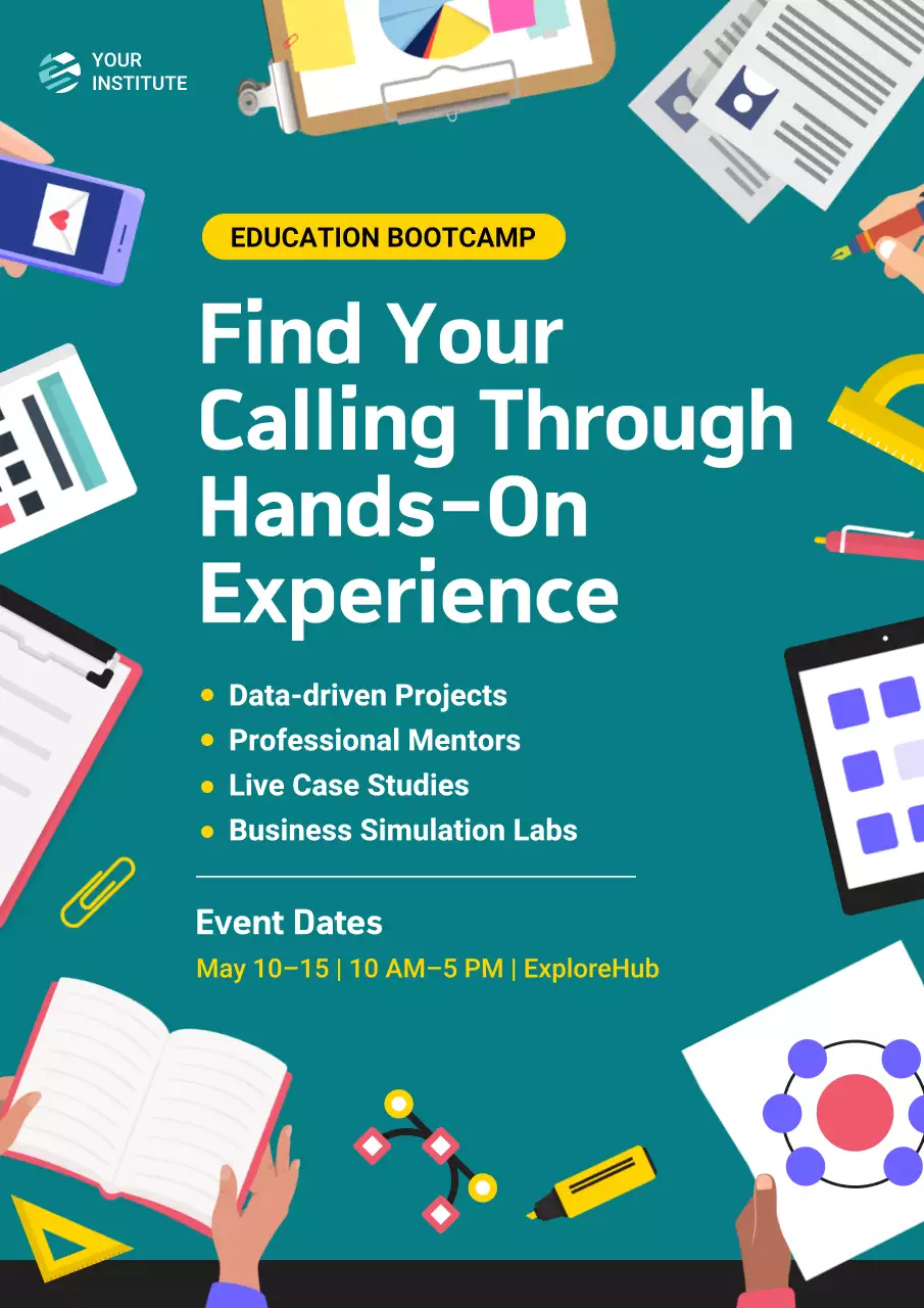 Teal Modern Education Career Event Poster