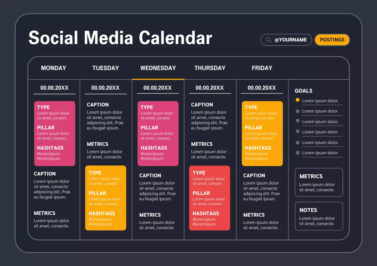 Black Modern Social Media Planner Poster