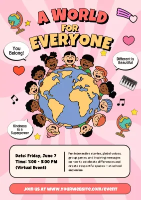 Pink Playful Diversity Event Announcement Poster