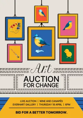 Colorful Modern Art Auction Event Announcement Poster