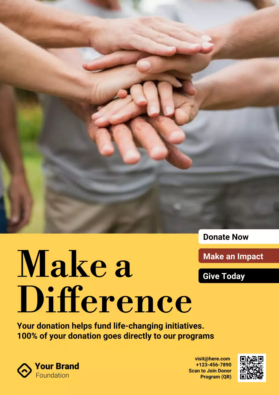 Yellow Modern Charity Promotion Poster