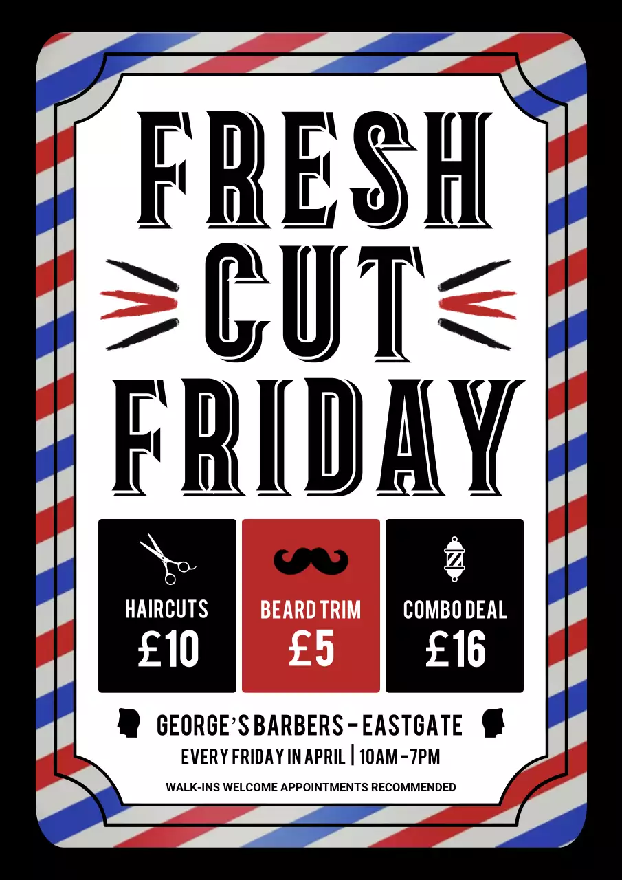 Red Classic Barber Promotion Poster