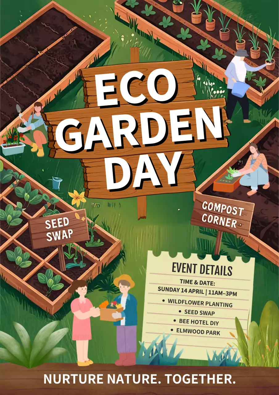 Green Rustic Garden Event Announcement Poster