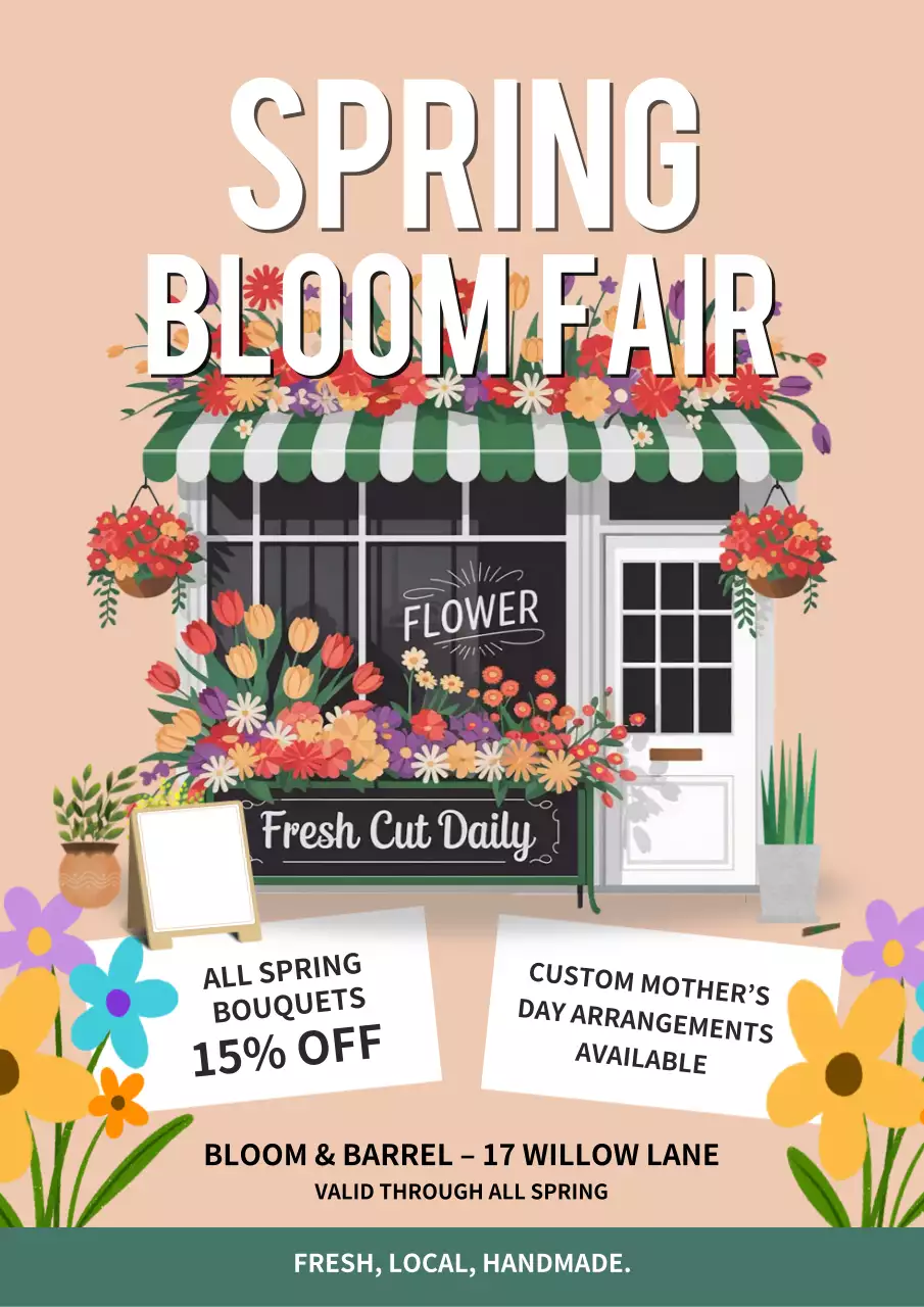 Beige Vintage Floral Promotion Poster