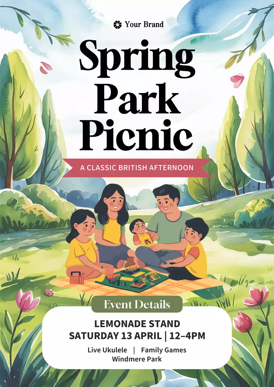 Green Vintage Picnic Invitation Poster