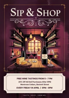 Red Vintage Wine Promotion Poster