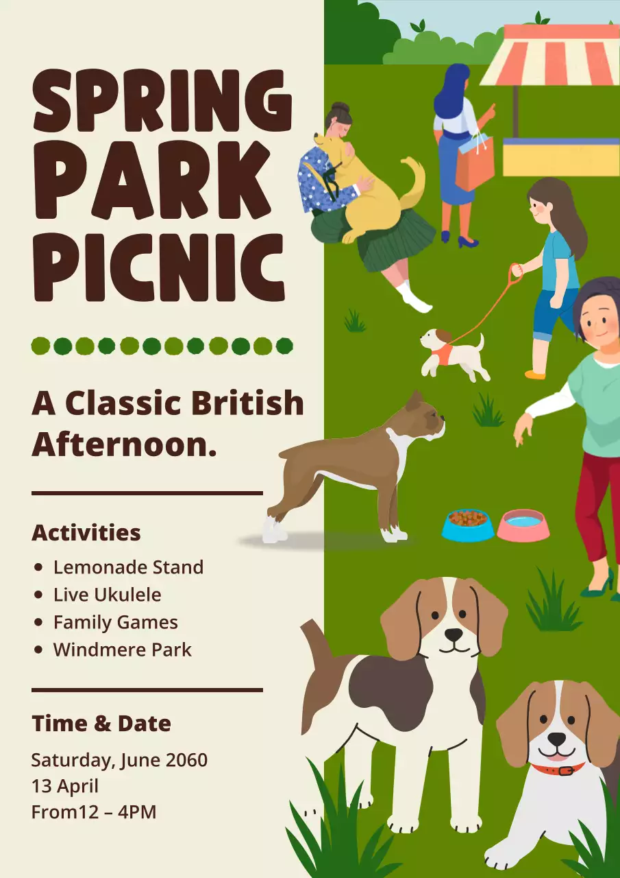 Green Retro Picnic Event Announcement Poster