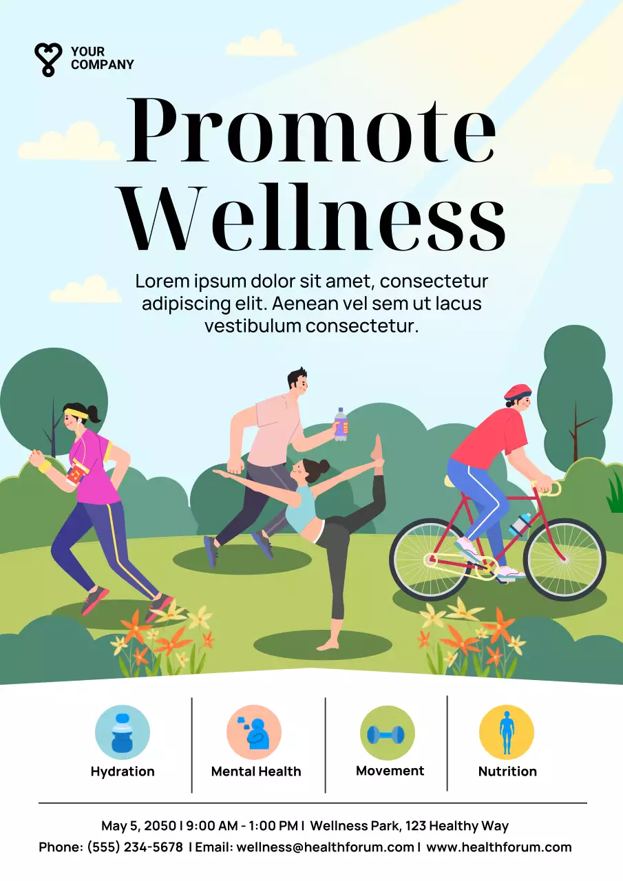 Blue Modern Wellness Event Poster