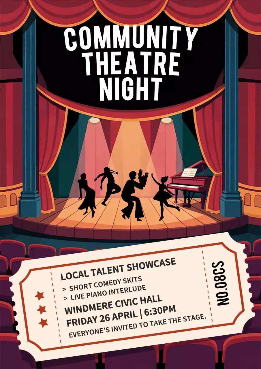 Red Vintage Theatre Event Announcement Poster