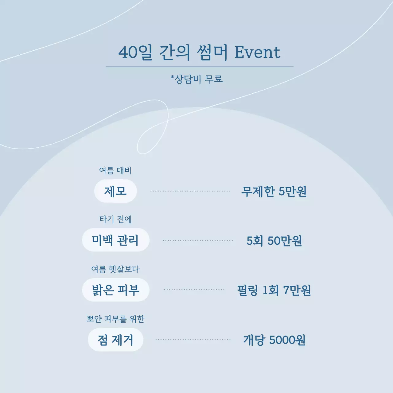 하늘색 깔끔 피부관리 정보 전달