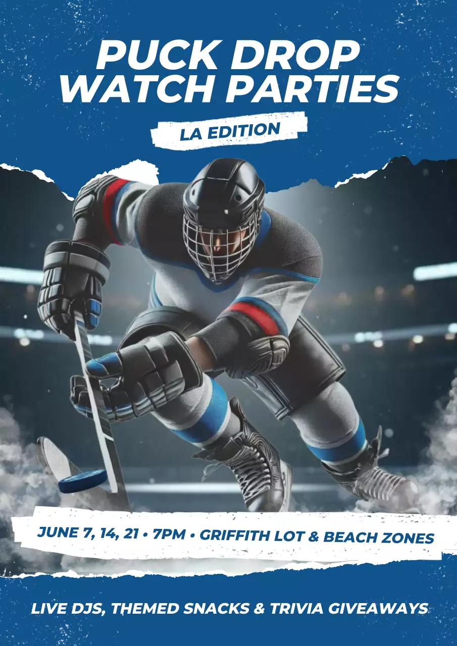 Blue Modern Hockey Event Announcement Poster