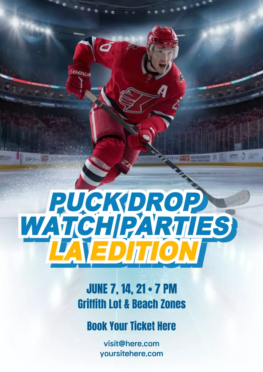 Blue Modern Hockey Event Announcement Poster