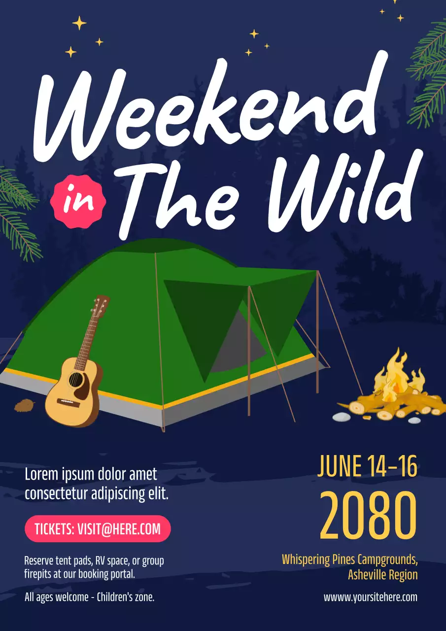 Green Rustic Camping Event Poster
