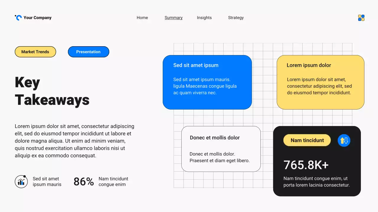 Blue and Yellow Bold Modern Market Trends Report Presentation