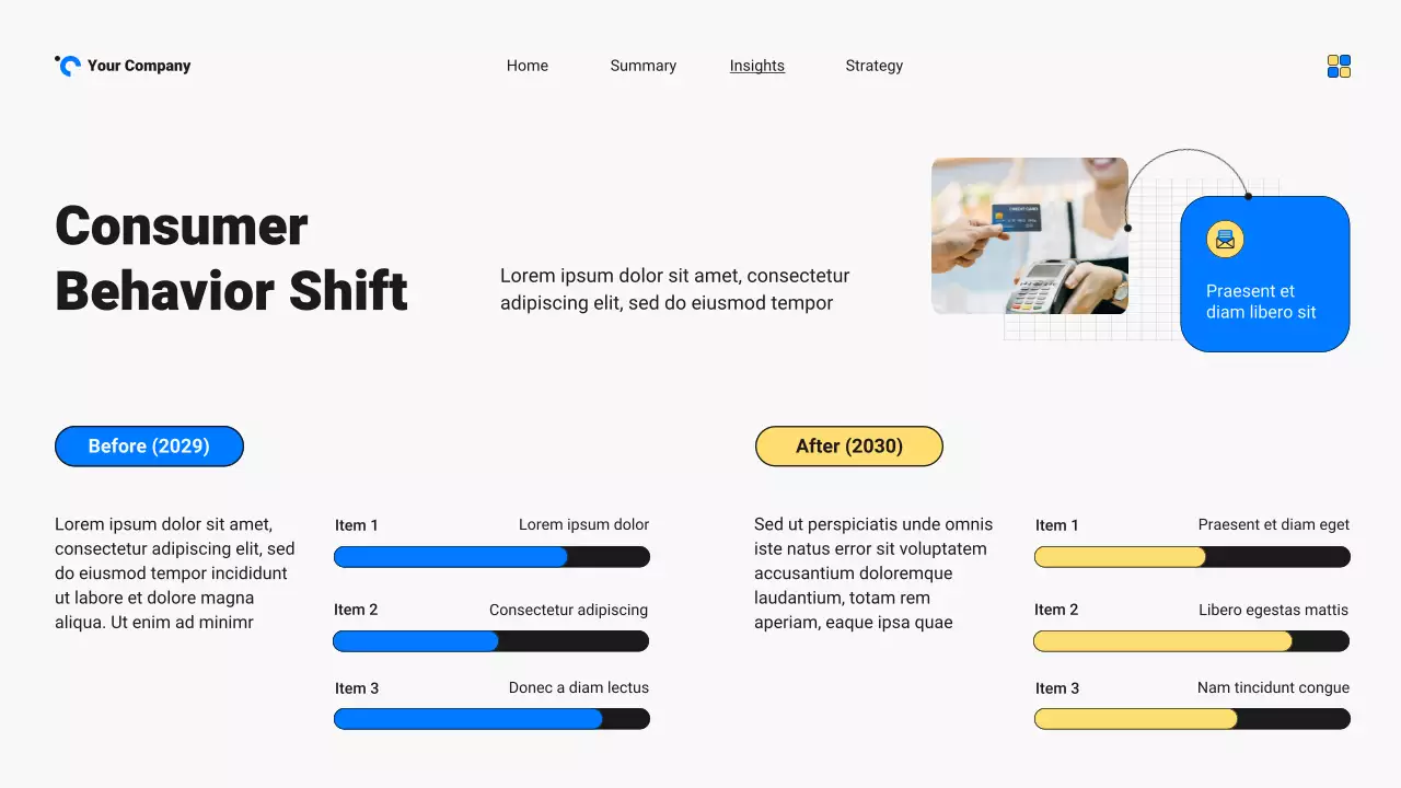 Blue and Yellow Bold Modern Market Trends Report Presentation