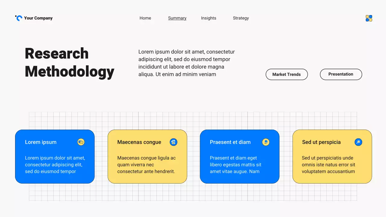 Blue and Yellow Bold Modern Market Trends Report Presentation