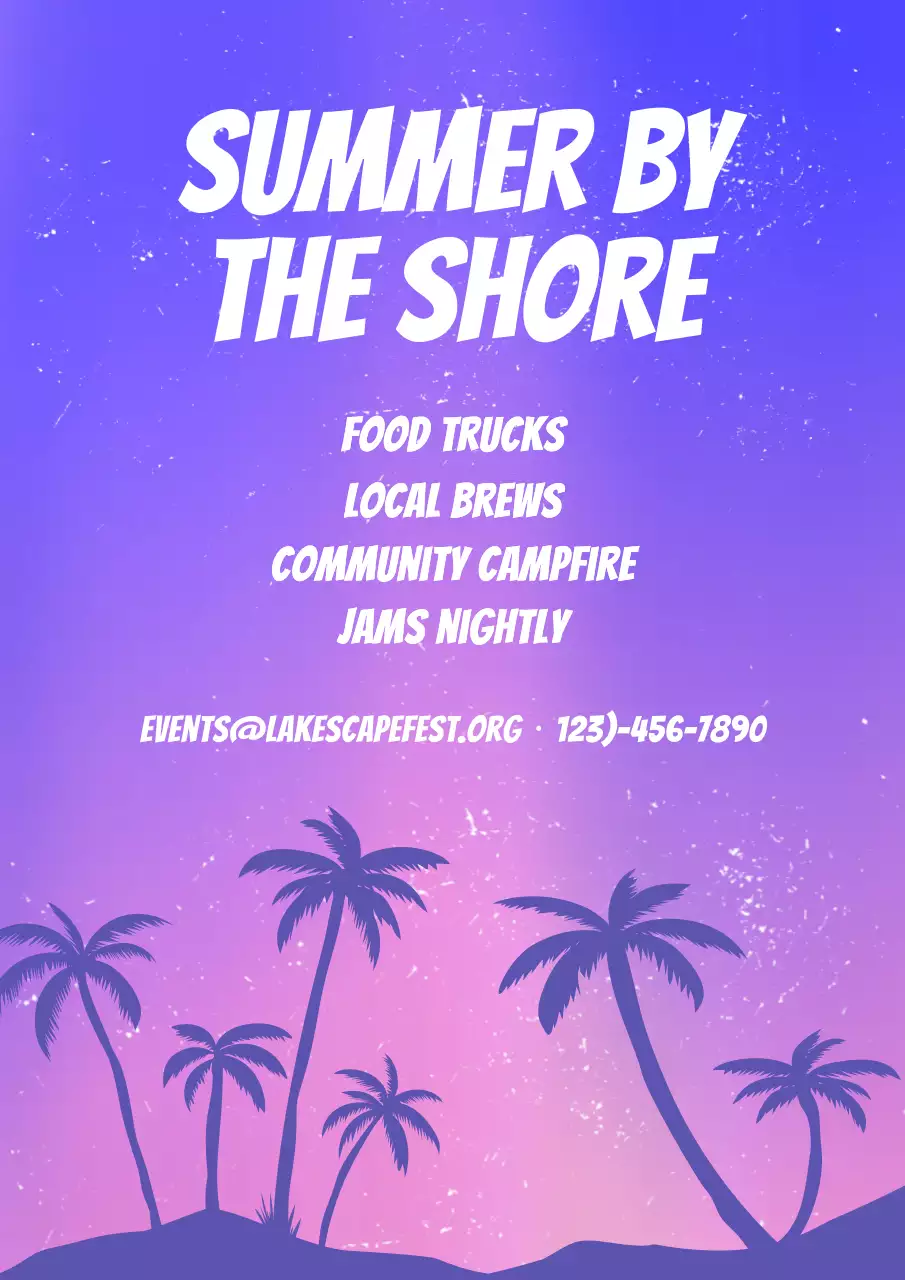 Purple Retro Summer Event Promotion Poster