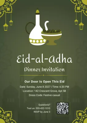 Olive Green Elegant Eid Dinner Invitation Poster