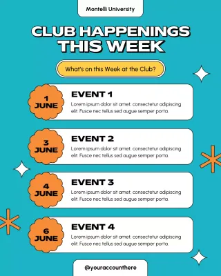 Teal Retro Events Calendar Instagram Post