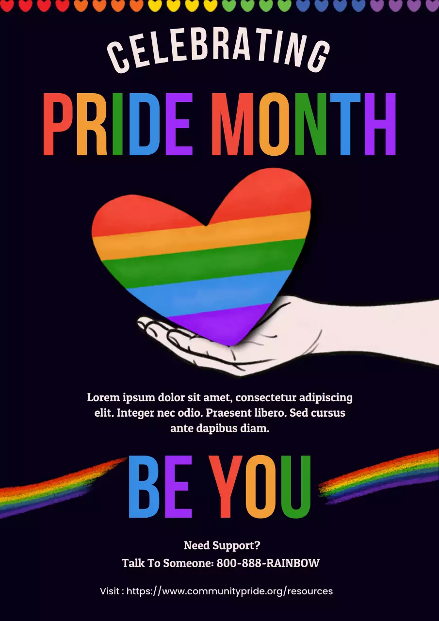 Rainbow Modern Pride Month Announcement Poster