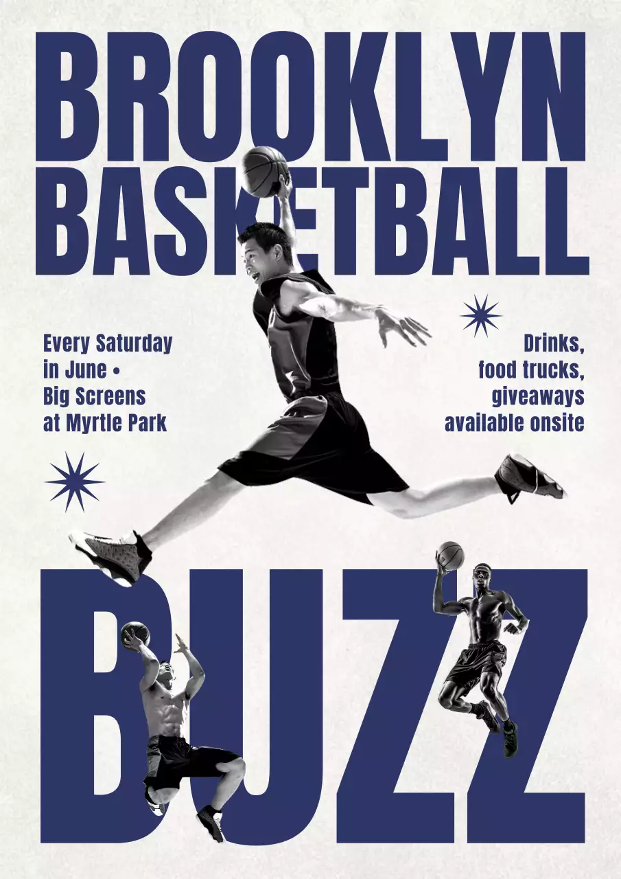 Blue Bold Basketball Game Event Poster