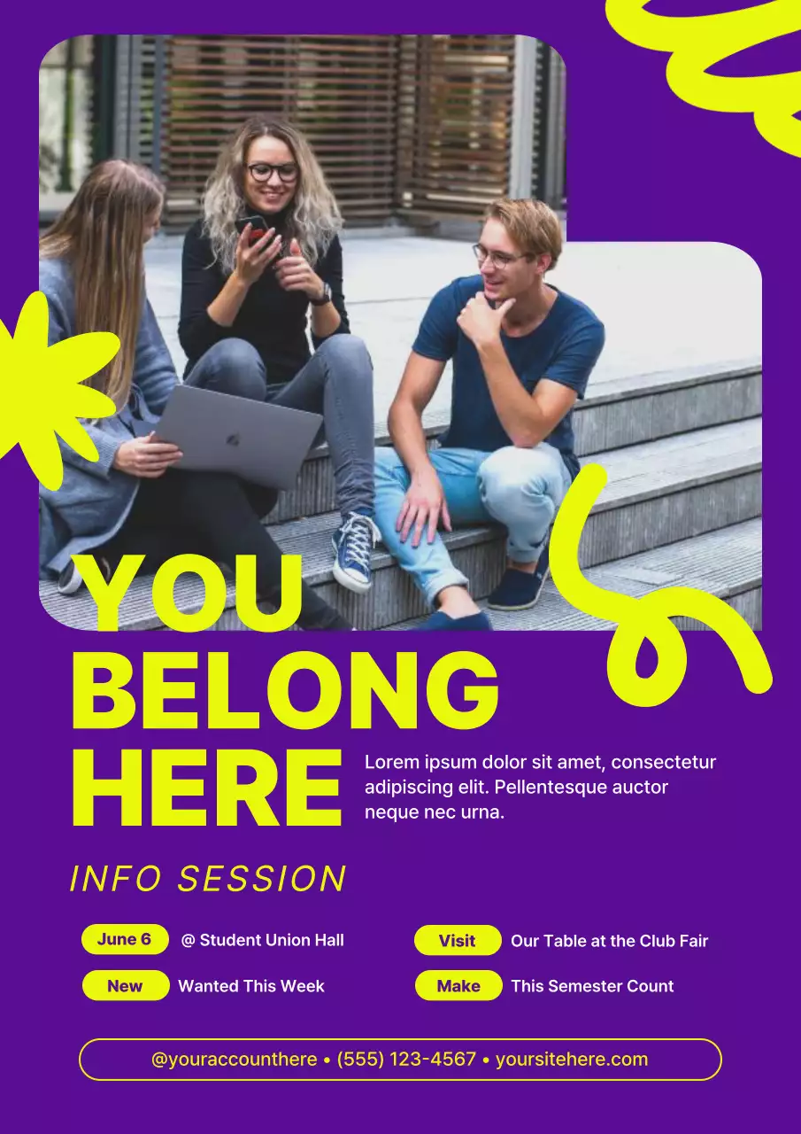 Purple and Neon Modern University Club Recruitment Poster